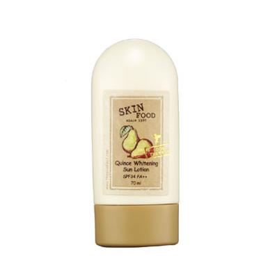 Skin Food ควินซ์ ไวทเทนนิ่ง ซัน โลชั่น เอสพีเอฟ 34 PA++โลชั่นกันแดดลูกแพร์ เนื้อบางเบา ซึมเร็ว แถมยั