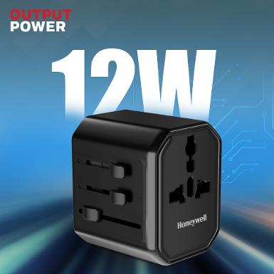 Honeywell Universal World Travel Adapter 12W - Black HC000062CHGTRVBLK12W