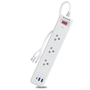 Honeywell 3 Outlet Surge Protector with 1xType C & 2xUSB HC000038/SRG/1.8M/WHT/3/2U/PD20W/TH
